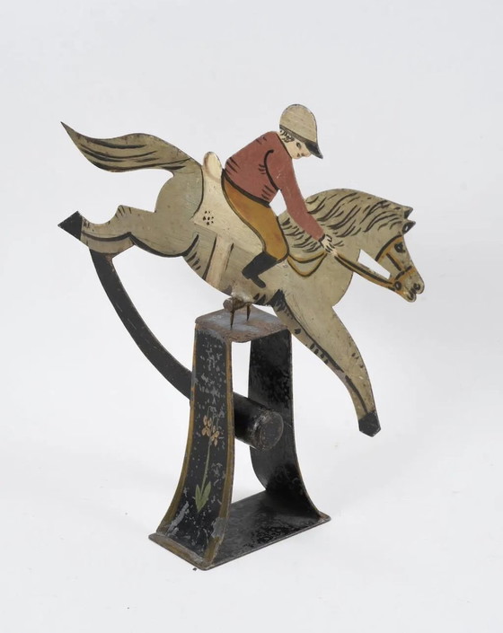 Image 1 of Antique toy: A mobile riding set made of painted iron