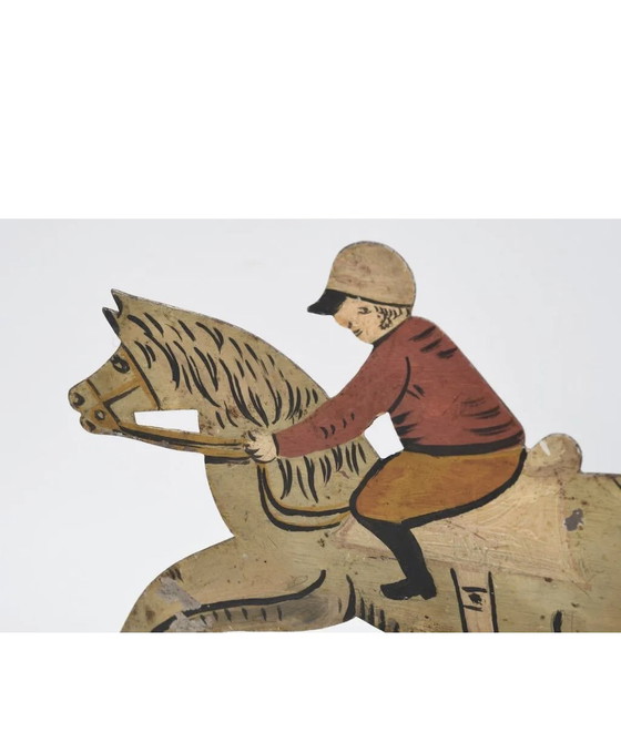 Image 1 of Antique toy: A mobile riding set made of painted iron