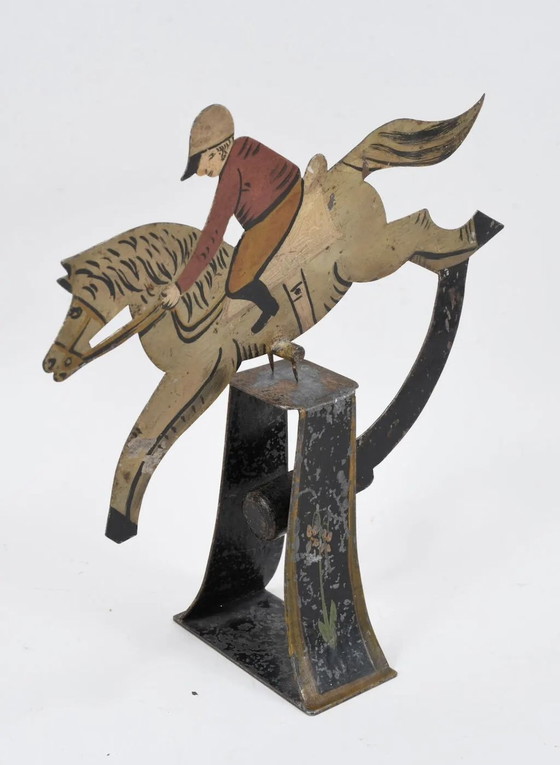 Image 1 of Antique toy: A mobile riding set made of painted iron