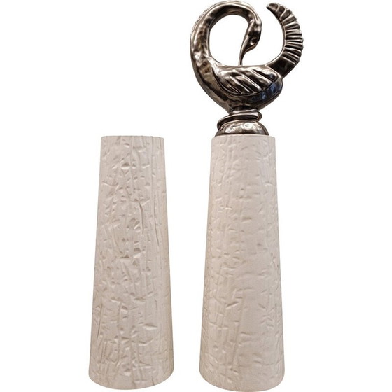 Image 1 of Coppia di vasi Canard vintage in ceramica smaltata per Roche Bobois, Francia