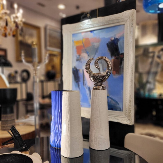 Image 1 of Coppia di vasi Canard vintage in ceramica smaltata per Roche Bobois, Francia