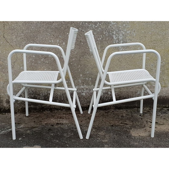Image 1 of Set of 4 vintage white garden armchairs, 1950