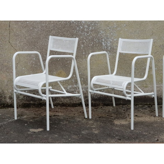 Image 1 of Set of 4 vintage white garden armchairs, 1950
