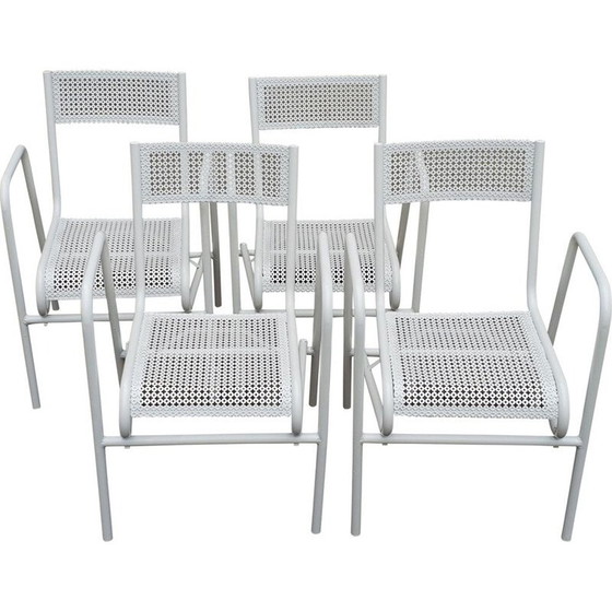 Image 1 of Set of 4 vintage white garden armchairs, 1950