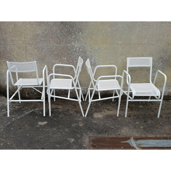 Image 1 of Set of 4 vintage white garden armchairs, 1950