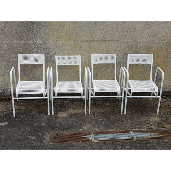 Image 1 of Set of 4 vintage white garden armchairs, 1950