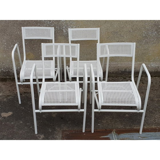 Image 1 of Set of 4 vintage white garden armchairs, 1950