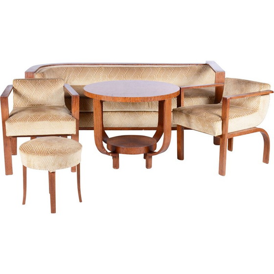 Image 1 of Vintage Art Deco rosewood seating set, France 1920