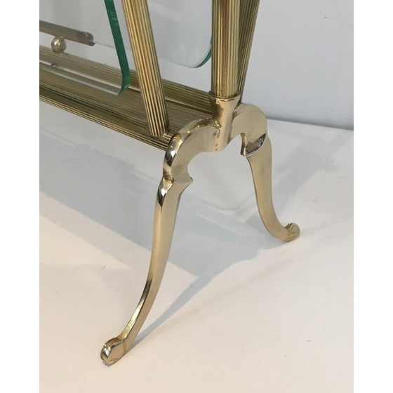 Image 1 of Vintage magazine rack in brass and clear glass by Maison Jansen, 1940