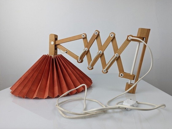 Image 1 of Danish Wooden Scissor Lamp, 1960S