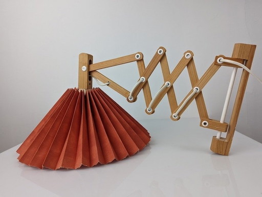 Danish Wooden Scissor Lamp, 1960S