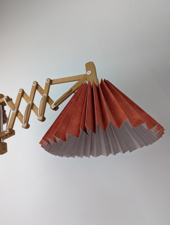 Image 1 of Danish Wooden Scissor Lamp, 1960S