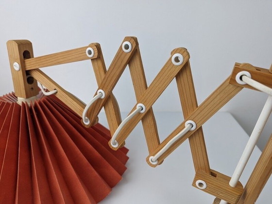 Image 1 of Danish Wooden Scissor Lamp, 1960S