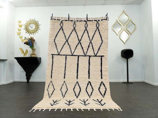 Berber Rug - 283 cm x 160 cm - White and Black Wool
