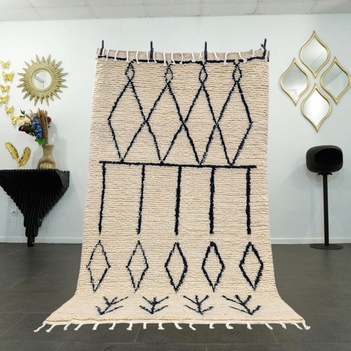 Berber Rug - 283 cm x 160 cm - White and Black Wool