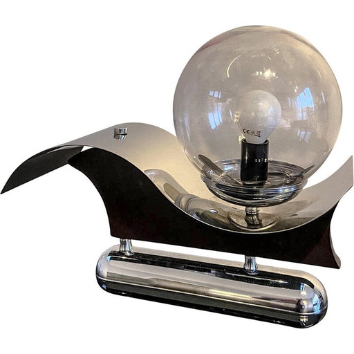 Vintage wall lamp in metal and blown glass, Italy 1970