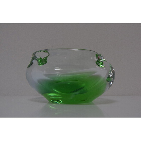 Image 1 of Vintage metallurgical glass ashtray by Glasswork Novy Bor, Czechoslovakia 1960