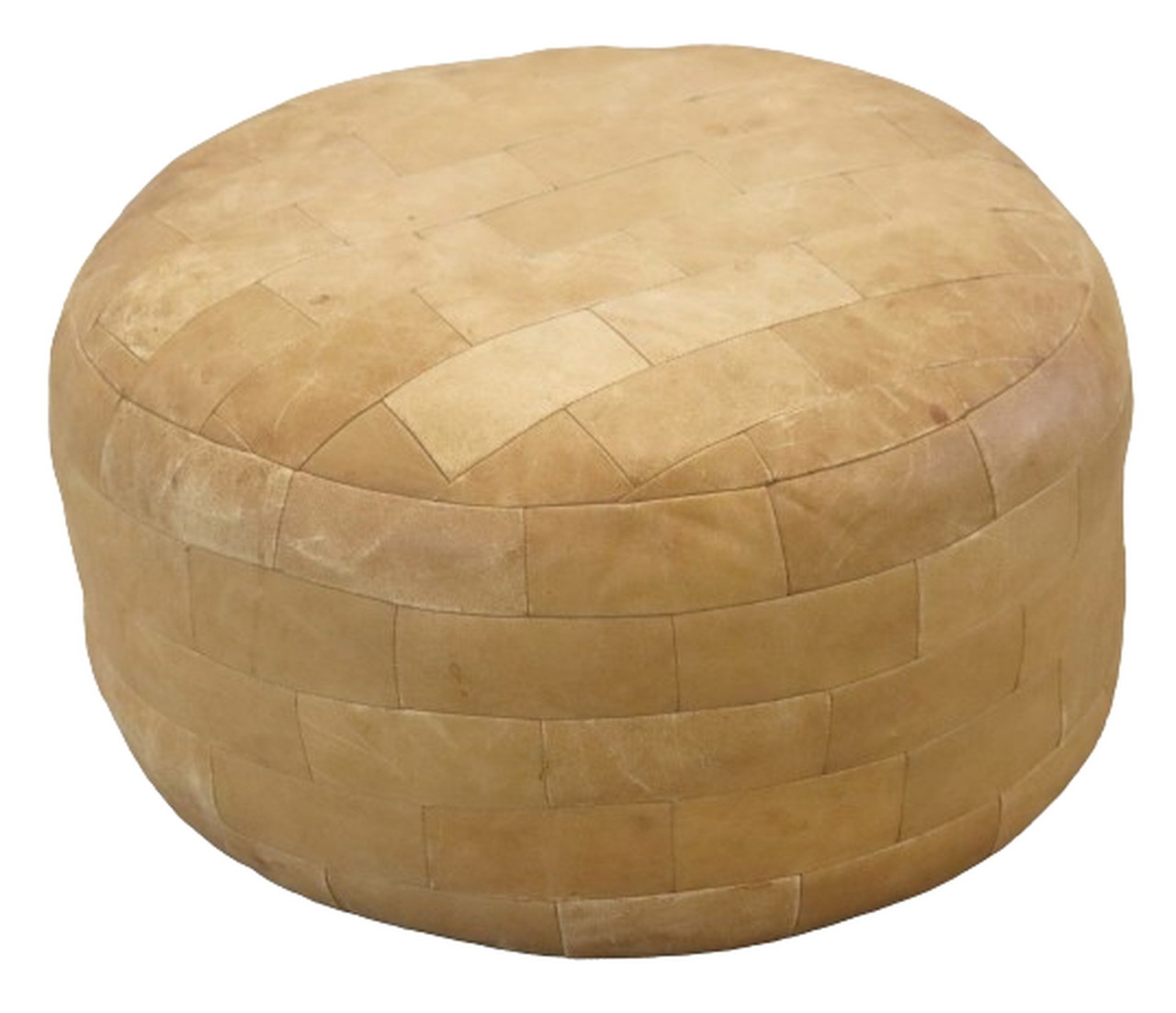 Pouf patchwork vintage en cuir