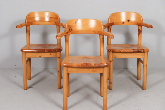 Image 1 of 4 chairs / dining chairs in the style of Rainer Daumiller, pine, 1970s