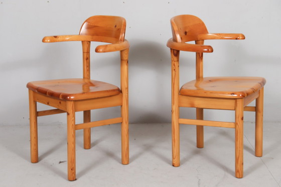 Image 1 of 4 chairs / dining chairs in the style of Rainer Daumiller, pine, 1970s