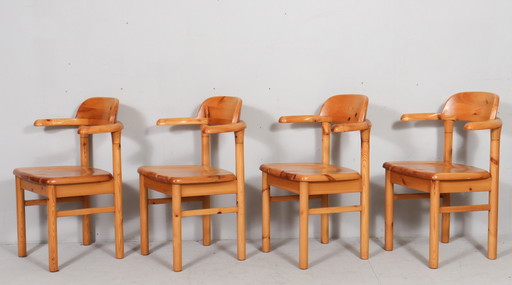 4 chairs / dining chairs in the style of Rainer Daumiller, pine, 1970s