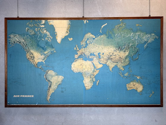 Image 1 of Mappa vintage XXL delle vie aeree Air France - anni '70
