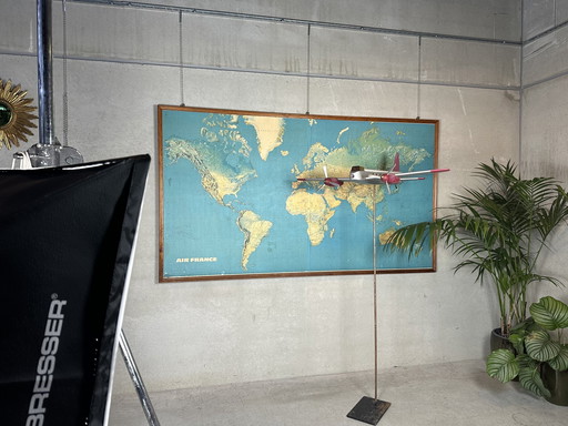 Vintage Xxl Air France 'Airway' Map - 1970'S