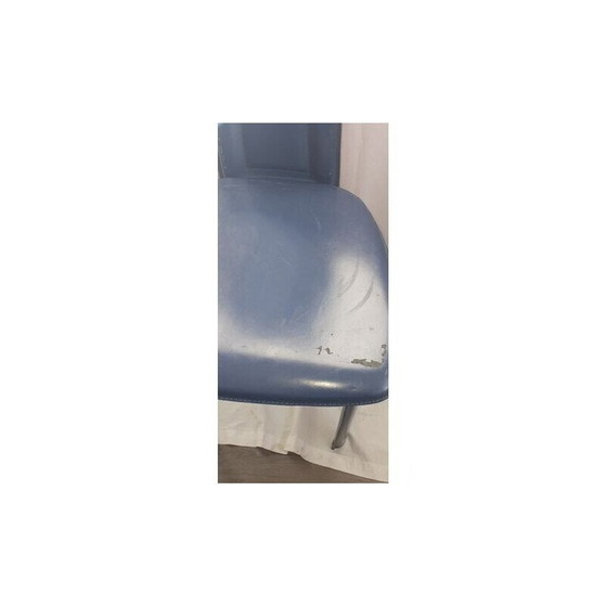 Image 1 of Set of 6 vintage blue leather chairs by David Lange, 1970-1980