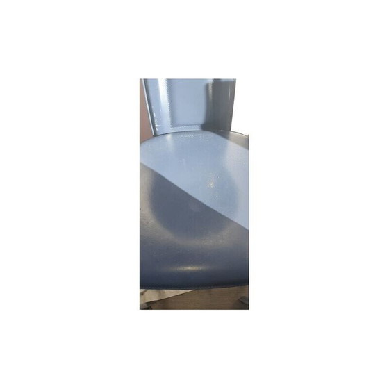 Image 1 of Set of 6 vintage blue leather chairs by David Lange, 1970-1980