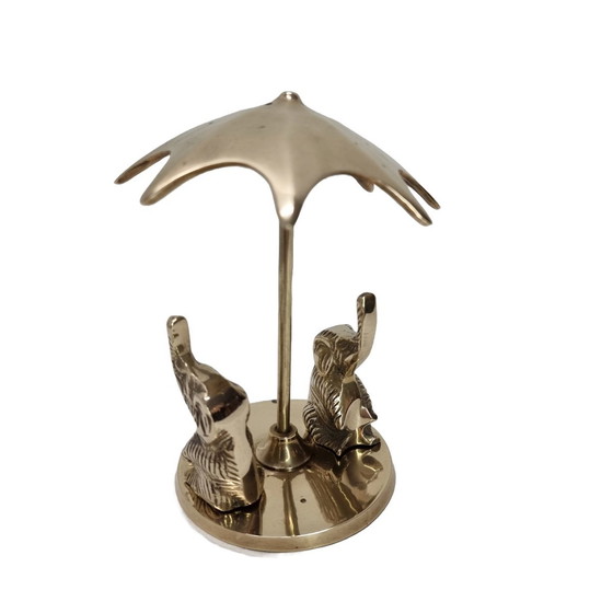 Image 1 of Vintage Brass Statue With Elephants