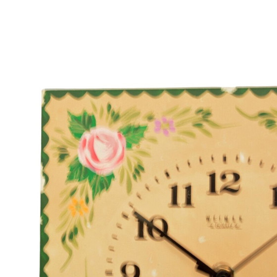 Image 1 of Vintage kitchen wall clock with a wooden dial, Germany 1970