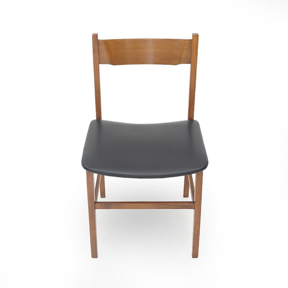 Image 1 of 4 Wooden Chairs With Padded Seat, 1950S