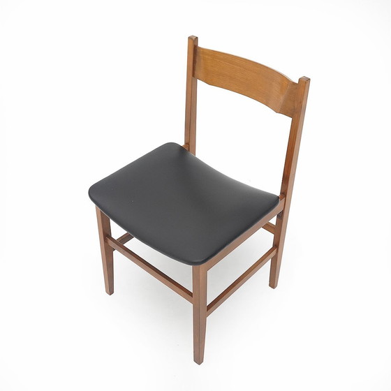 Image 1 of 4 Wooden Chairs With Padded Seat, 1950S