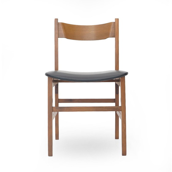 Image 1 of 4 Wooden Chairs With Padded Seat, 1950S