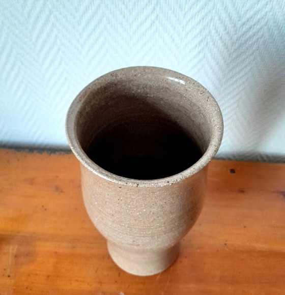 Image 1 of Vase vintage diabolo en grès émaillé signé