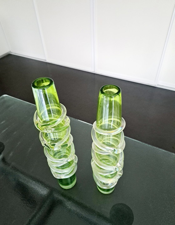 Image 1 of 2x Swedish 'Pukeberg' art vases