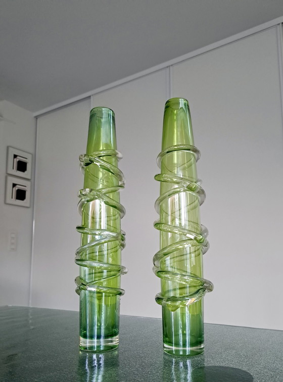 Image 1 of 2x Swedish 'Pukeberg' art vases