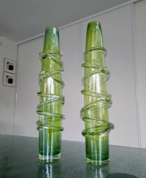 Image 1 of 2x Swedish 'Pukeberg' art vases