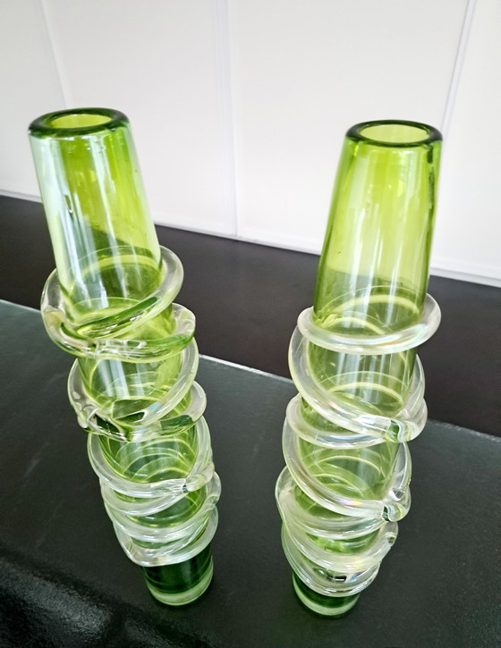 Image 1 of 2x Swedish 'Pukeberg' art vases