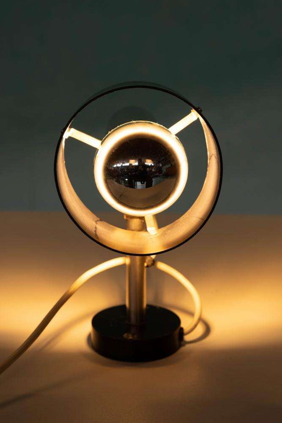 Image 1 of Vintage design wall spotlight 1960s stainless steel/black Nordisk Solar