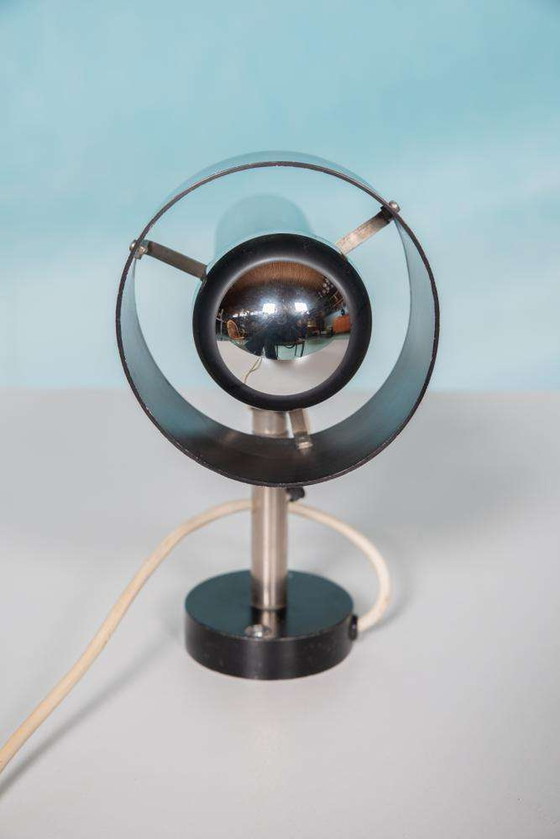 Image 1 of Vintage design wall spotlight 1960s stainless steel/black Nordisk Solar