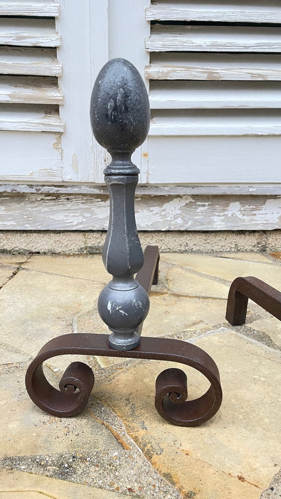 Image 1 of Vintage geometric andirons France