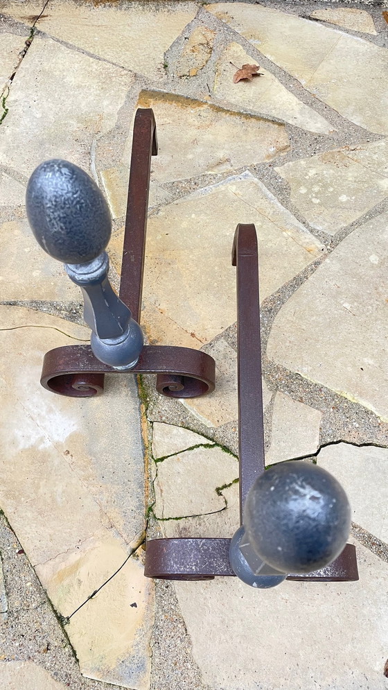 Image 1 of Vintage geometric andirons France