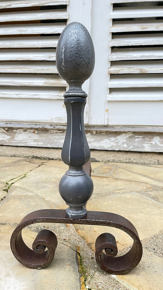 Image 1 of Vintage geometric andirons France