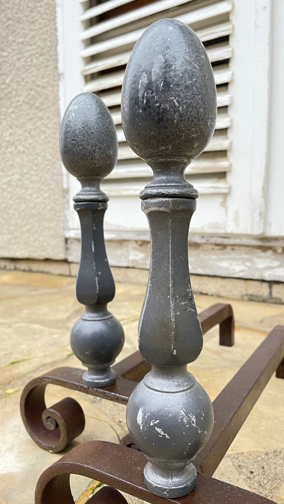 Image 1 of Vintage geometric andirons France