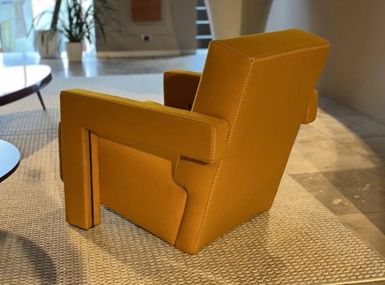 Image 1 of Cassina Armchair 637 Utrecht (New-Never Used) In Mustard Yellow Wool. 