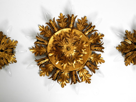 Image 1 of Set Of Three Beautiful 1960S Italian Ceiling Or Wall Lamps By Banci Firenze Italy