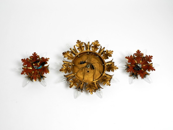 Image 1 of Set Of Three Beautiful 1960S Italian Ceiling Or Wall Lamps By Banci Firenze Italy