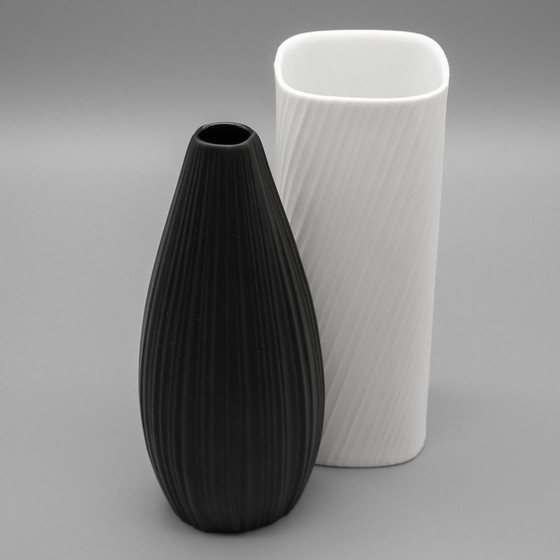 Image 1 of Rosenthal Studio Line Bisque Porcelain Vase Duo Werner Schreib & Martin Freyer 