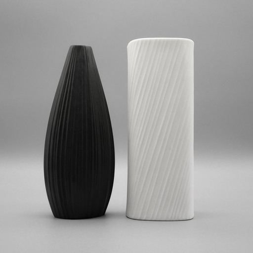 Rosenthal Studio Line Bisque Porcelain Vase Duo Werner Schreib & Martin Freyer 